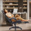 Ebern Designs Adjustable Reclining Ergonomic Faux Leather Swiveling PC & Racing Game Chair with Footrest-1867558941