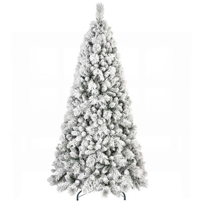 Arbre de Noël 7 pi avec 1060 pointes - PVC enneigé et branches à aiguilles dures, structure à charnières pour une installation facile, support en métal stable