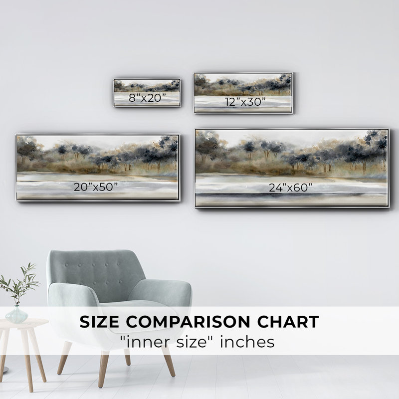 Toile encadrée Silent River Premium - prête à être accrochée, H 24 po x l 60 po x P 1,5 po