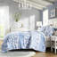 Housse de couette en microfibre à motifs floraux et à rayures, taille Twin/Twin XL, fermeture à boutons, lavable à la machine, avec liens intérieurs.