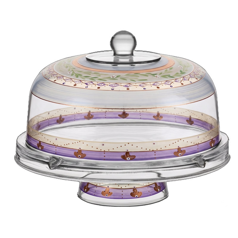 Mosaic Garland Glass Cake Stand, Purple