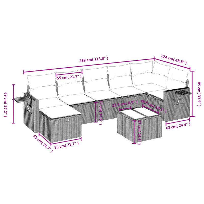 Ensemble de canapé de jardin Vidaxl