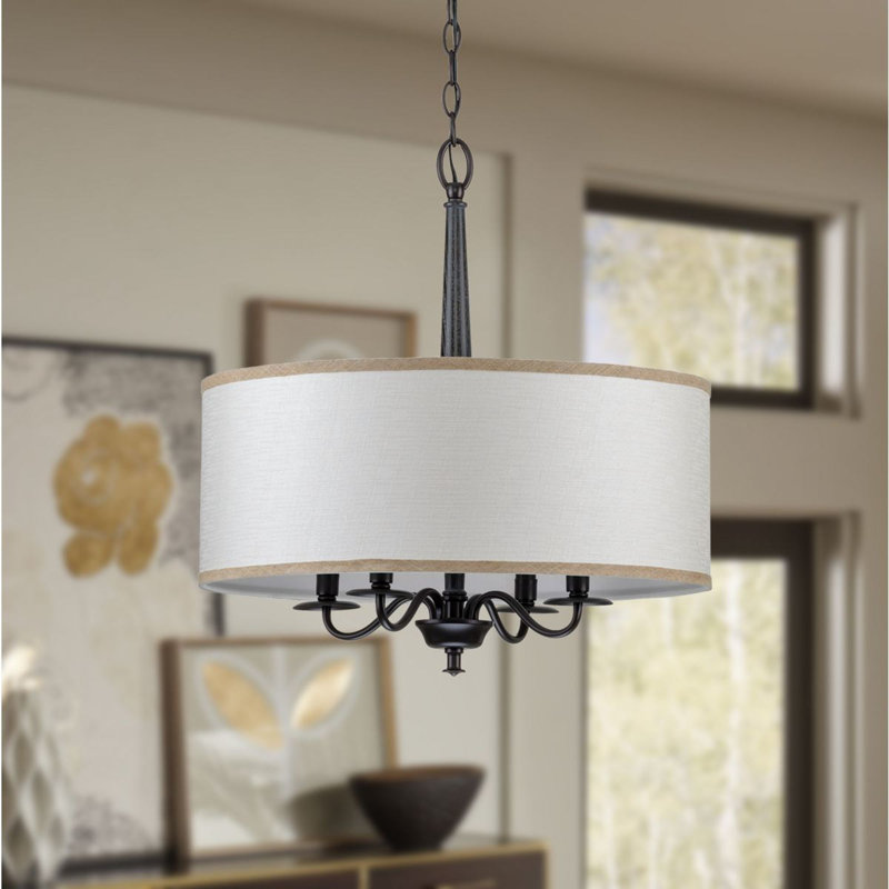 Lustre tambour 4 lumières à abat-jour Rourke, Noir