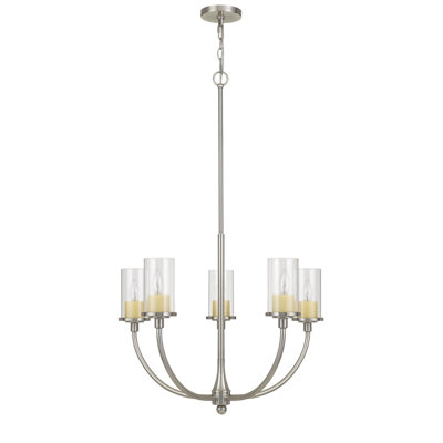 Jervis 5-Light Metal Chandelier with Glass Shades in Brushed Steel