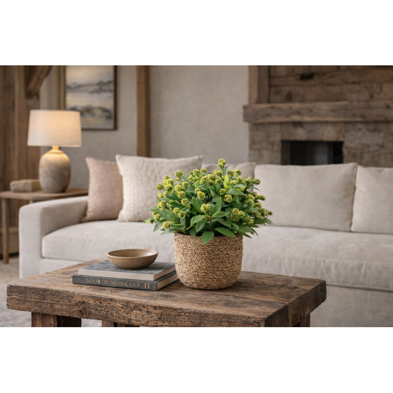 Faux Greenery Arrangement in Textured Jute Pot