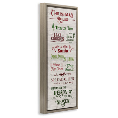 Rustic Christmas Rules Canvas Wall Art by Amanda Murray