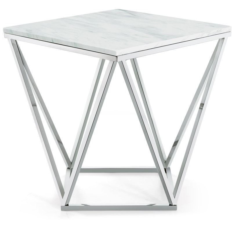 Canadice Marble Top End Table, Chrome