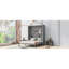 Grand lit escamotable mural avec tablettes, gris-921171642-922793823