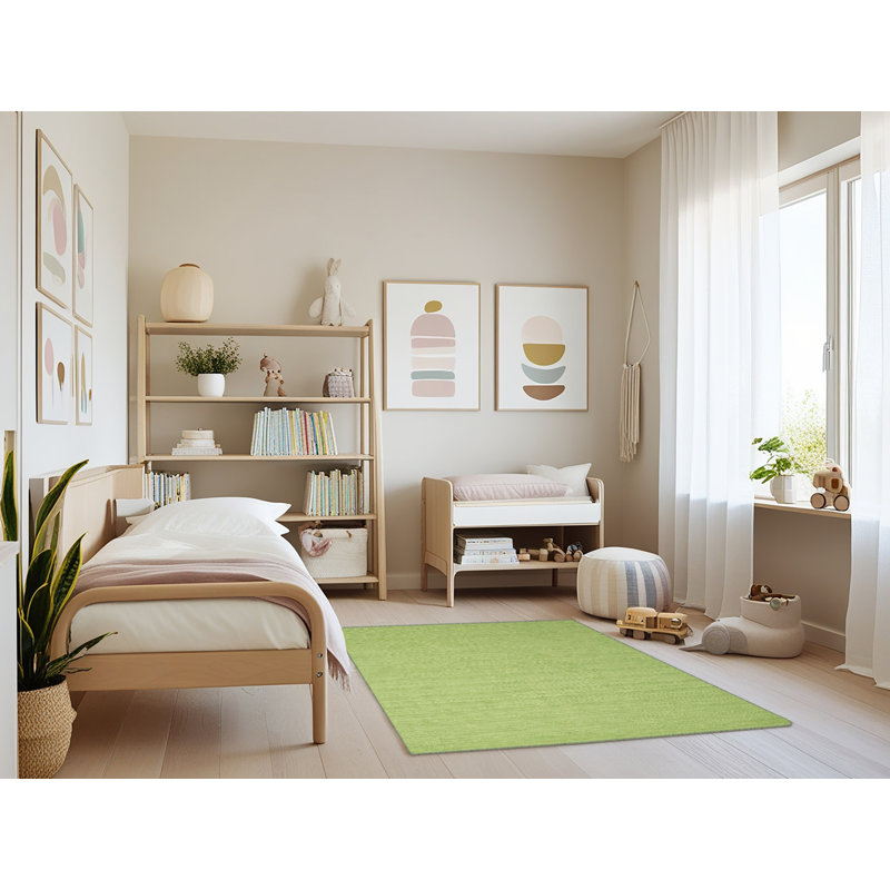 Tapis de zone vert contemporaine, Rectangle 3 pi x 5 pi