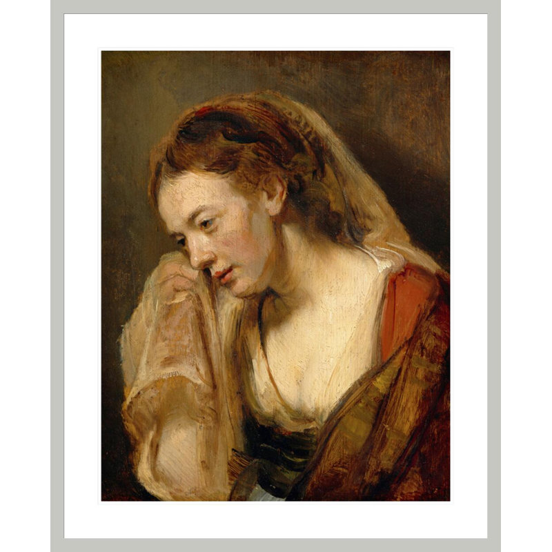 «A Weeping Woman» par Rembrandt van Rijn - Reproduction giclée encadrée, H 41,04 po x l 33,5 po