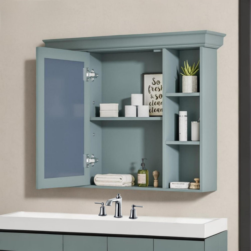 Armoire de rangement murale de salle de bain 35 po x 28 po avec porte miroir