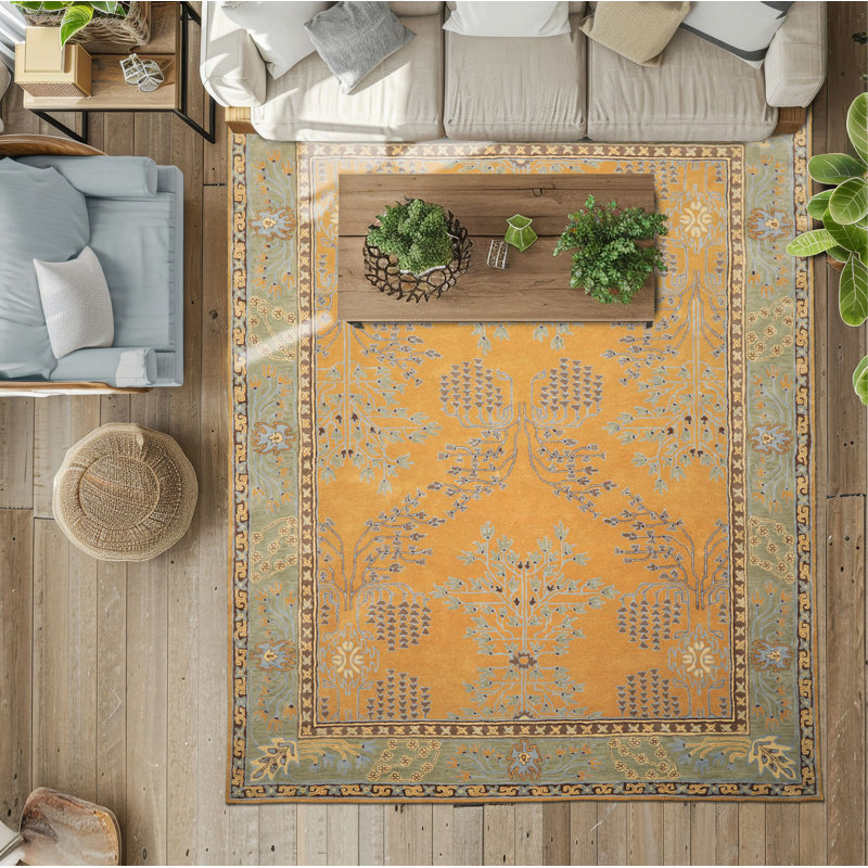 Tapis multicolore en laine touffeté à la main or et artisanat / Mission Donegal, Rectangle de 5 pi x 8 pi