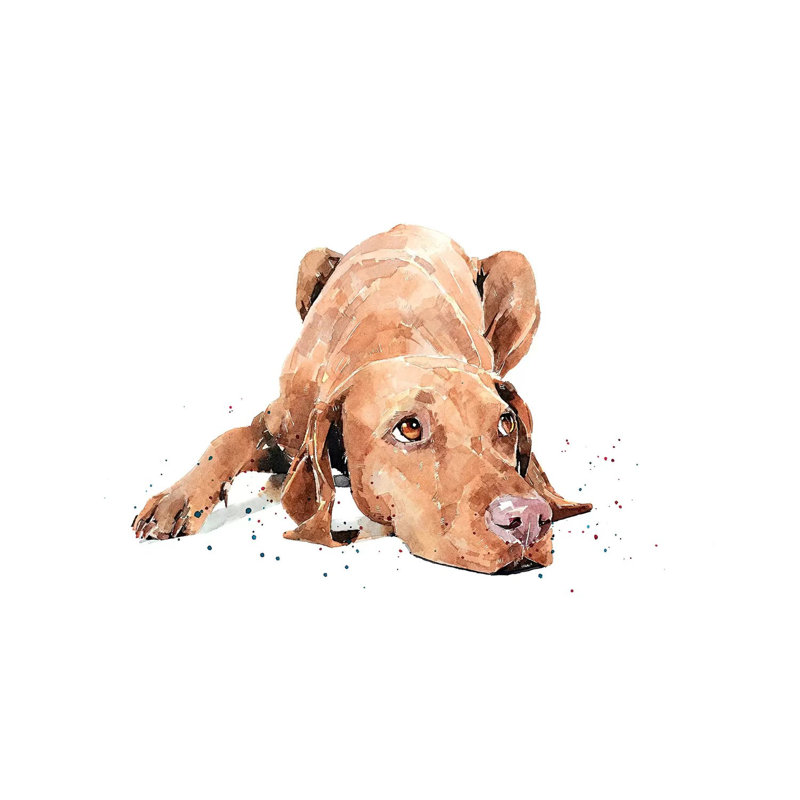 «Vizsla Calm Before the Storm» par EdsWatercolours - impression, Pas de tapis, Toile tendue, H 8 po x l 12 po x P 0,75 po