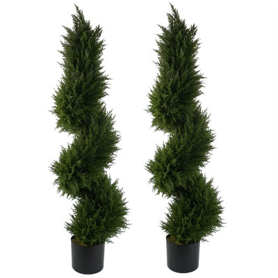 Pair of 120cm Artificial Cypress Sprial Topiary