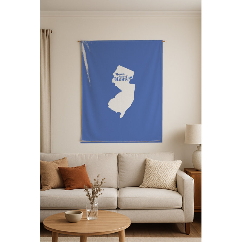 Douce maison Newark — Silhouette de l'État du New Jersey — Tapisserie murale tissée portrait, 36" H x 26" W