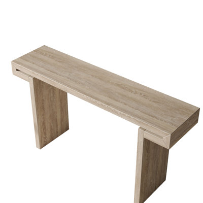 Natural Wood 60Inches Rustic Console Table For Side And Entryway - Distressed Look, Elongated Top, Narrow Profile, Standard Height, H Shape Base With Finish Style Primary Living Space Multi Design,