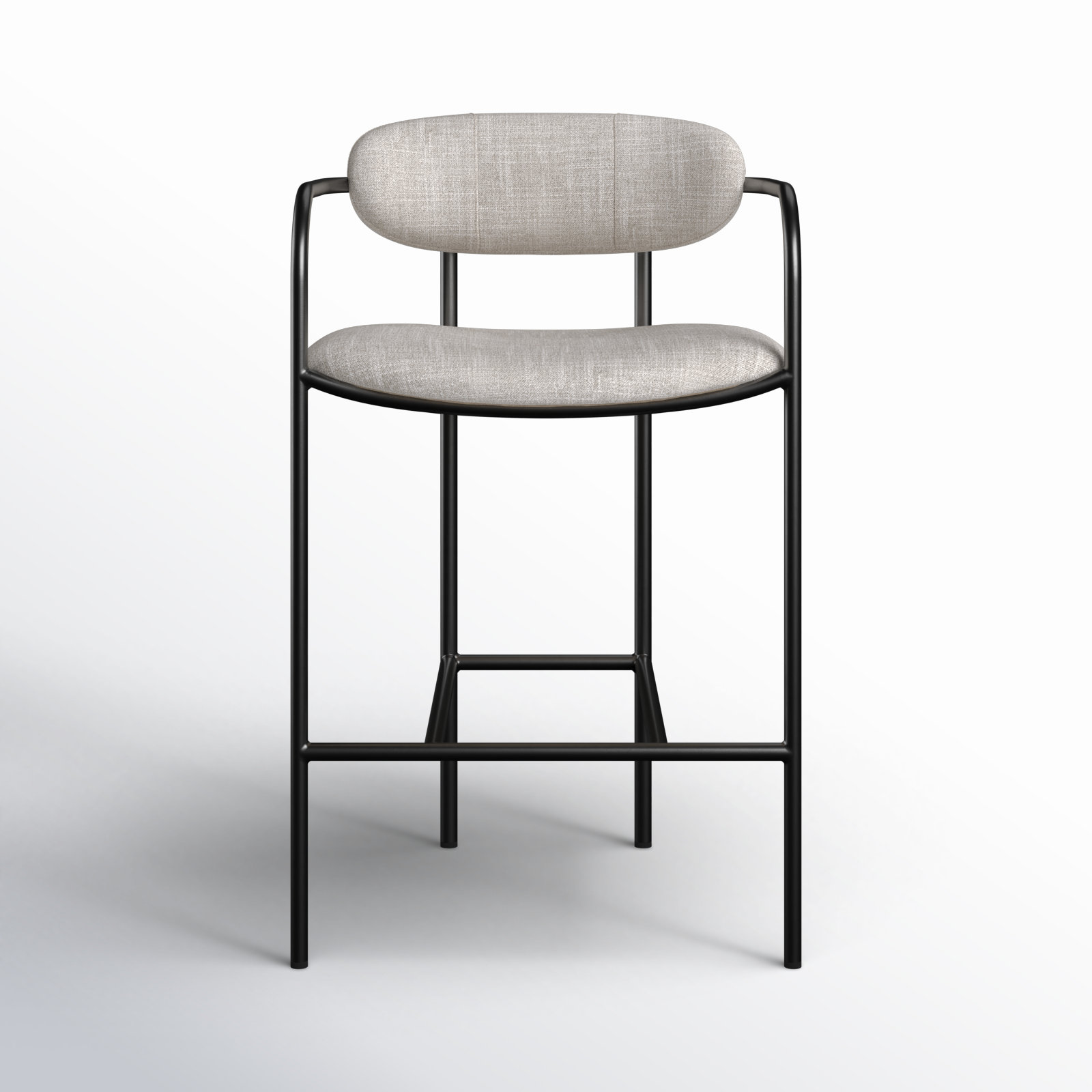 Belarus Fabric Seat Stool, Bar Stool (30” Seat Height), Gun Metal Gray, Beige Linen Blend