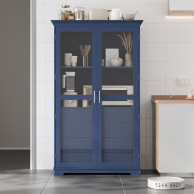Armoire de cuisine autoportante 44,7 po - Porte vitrée avec 4 tiroirs intégrés