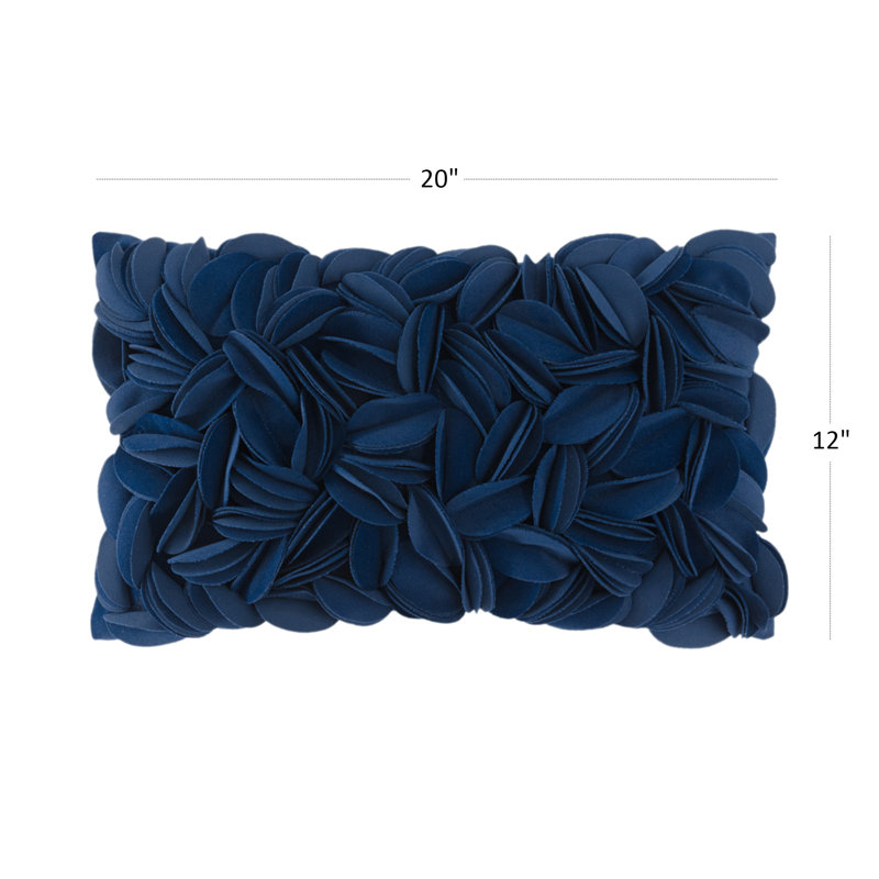 Housse de coussin brodée, Rectangle H 12 po x l 20 po, Bleu marine - Suède uni