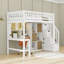 Lit mezzanine simple avec bureau, lumières DEL, tablettes de rangement et armoires-1334572560