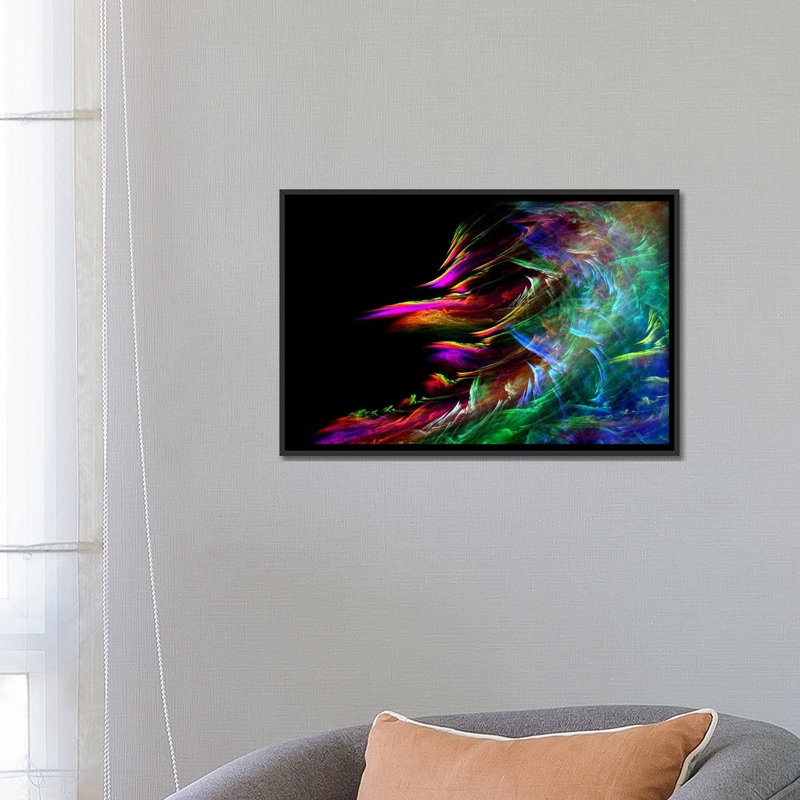 Digital Fire Waive Graphic Art on Canvas, 18" H x 26" W x 1.5" D, Black Framed Canvas, No Mat