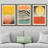 Abstract Vibrant Color Blocks " Mid-Century Colorful Polygon Collage Abstract Geometric " 3 - Pieces-75849864-75849863