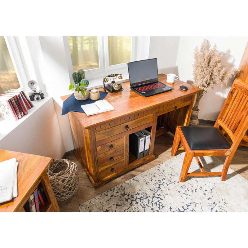 Oxford Solid Wood Writing Desk, Honey