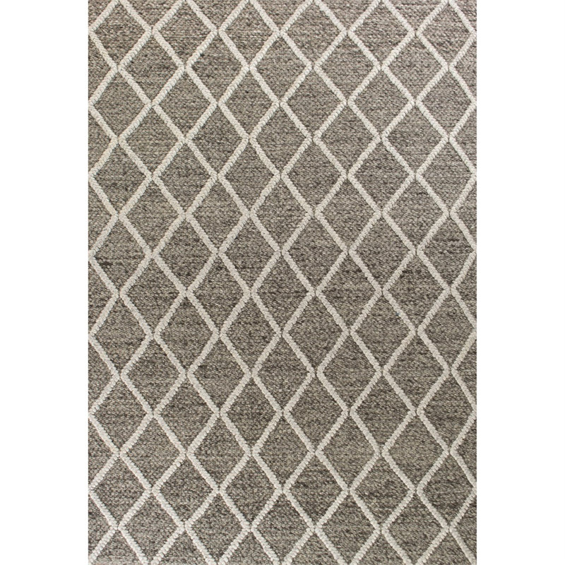 Dark Grey Hand Woven Diamond Pattern Indoor Area Rug, Rectangle 3'3" x 5'3"