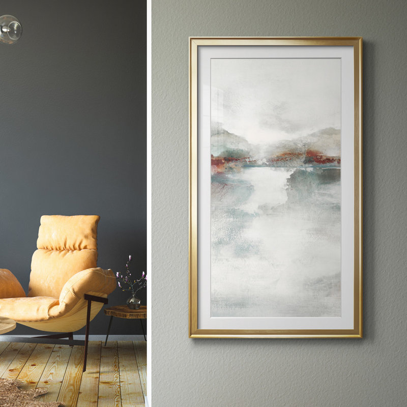 «Rising Veil IV», reproduction d'art, H 42,5 po x l 22,5 po x P 1,5 po, Papier encadré doré, Blanc