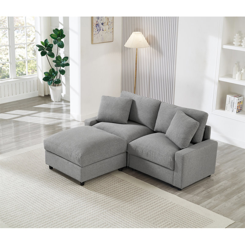 Canapé modulaire 72,05 po L, Gray Polyester, 30.31" H x 72.05" W x 61.42" D
