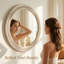 Miroir mural rond blanc antique de 23,62 pouces avec une élégante bordure perlée, convient à la salle de bain / salon / entrée
