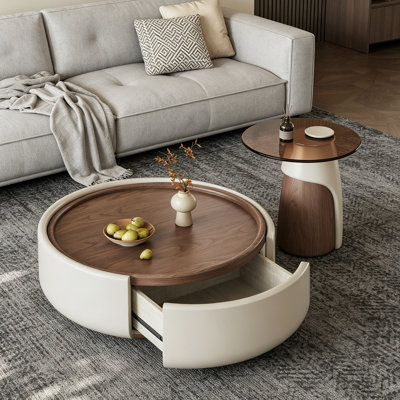 High-End Home Round Wooden Coffee Table Set