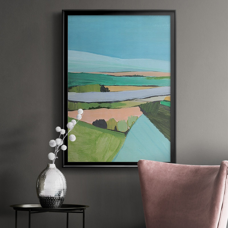 «Bright Colored Countryside I», reproduction encadrée de qualité supérieure - prête à être accrochée, Cadre noir