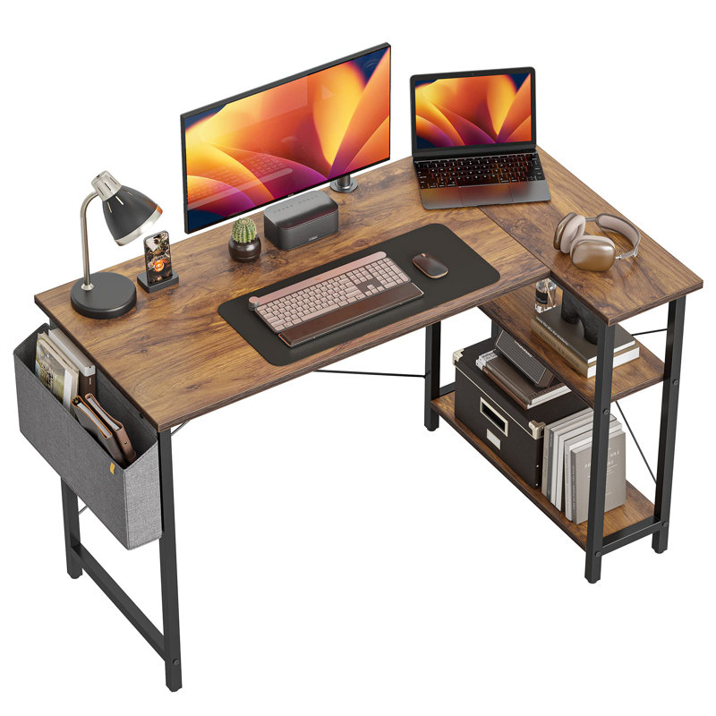 Bureau d'ordinateur en L 47 po Lajeanne, Brun foncé