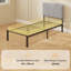 HOMCOM 3FT Single Bed Frame Upholstered Headboard Black and Light Grey