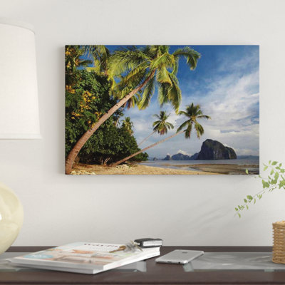 « palm trees, pinagbuyutan island, palawan, philippines », reproduction de photo sur toile