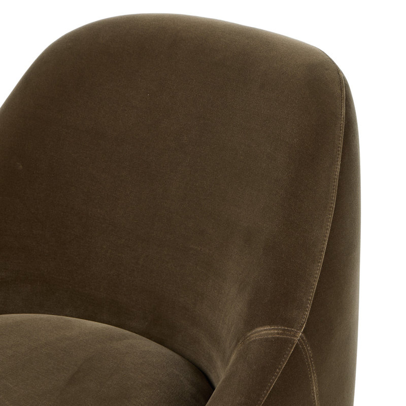 Levi Boucle Swivel Barrel Chair Chair with Ottoman, Surrey Olive