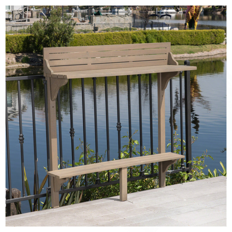 Outdoor Acacia Wood Balcony Bar Table, Gray Finish