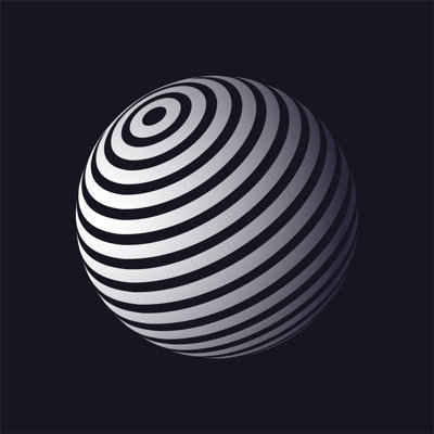 Striped Sphere Object - Wrapped Canvas Print