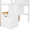Lit superposé simple au-dessus de simple pour chambre d'enfant, en bois massif avec rangement et garde-corps, blanc classique