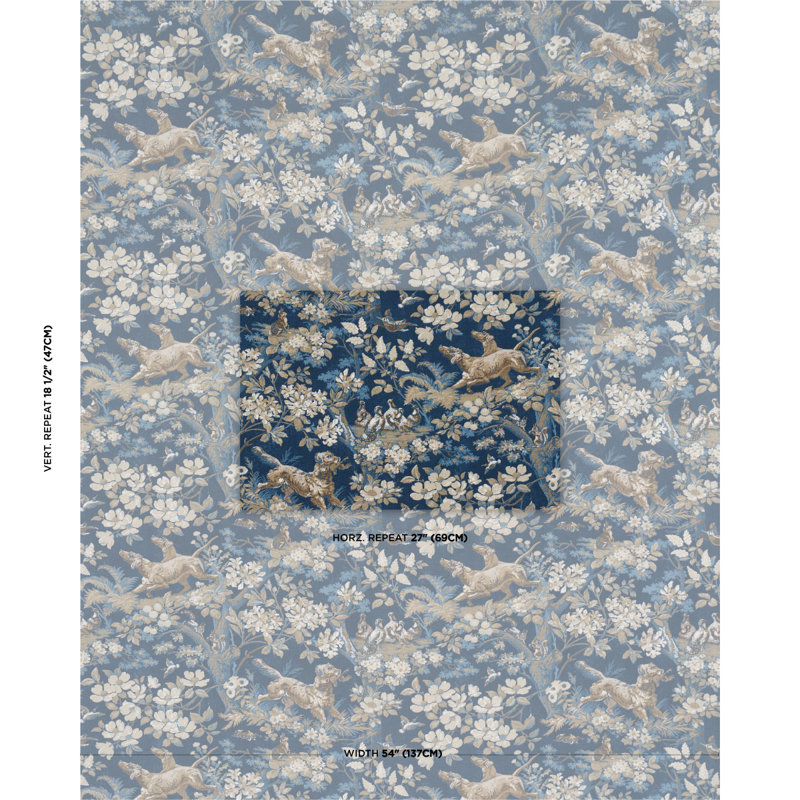 Hound Meadow Fabric, Indigo