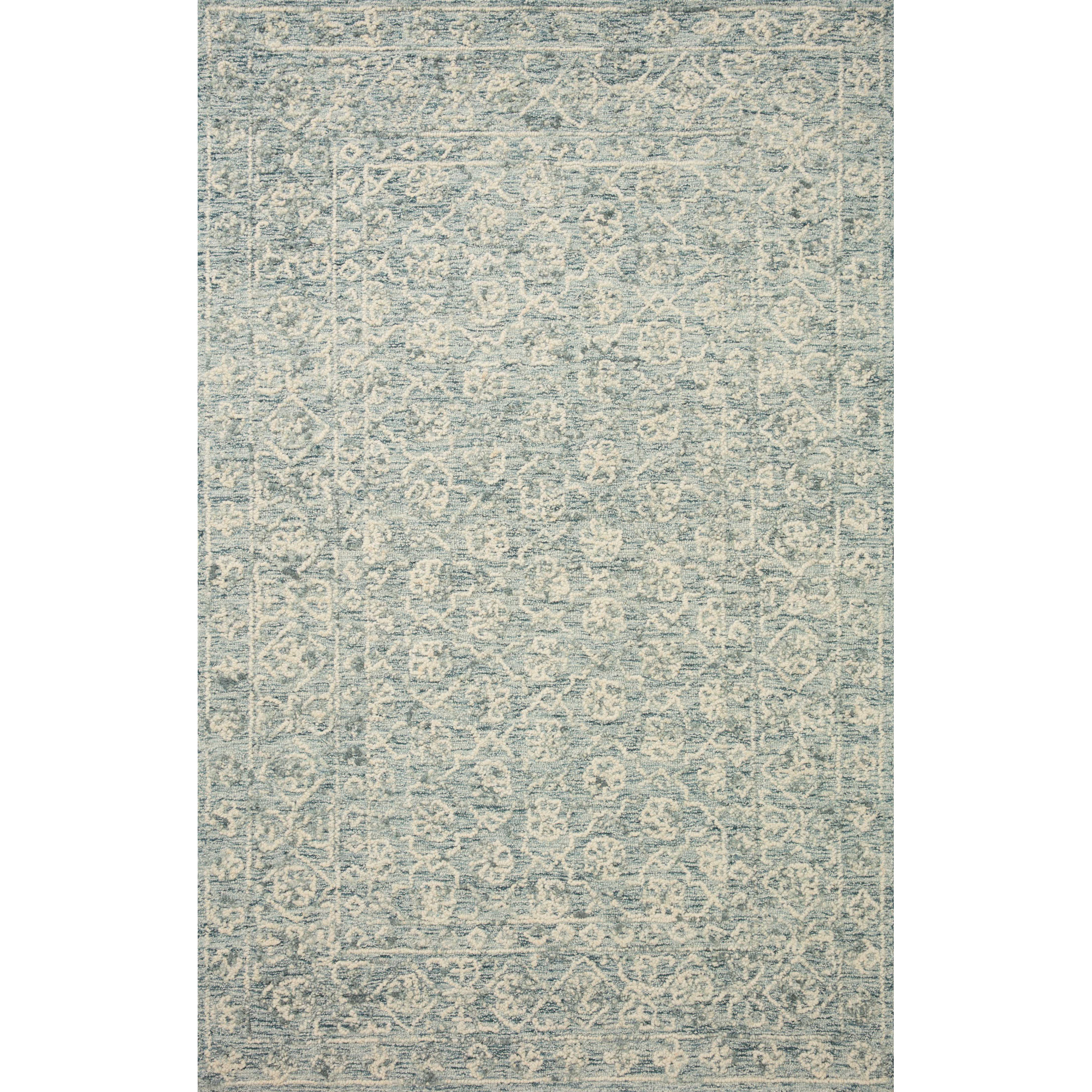Millcreek Handmade Wool Ocean/Ivory Rug, Rectangle 9'3" x 13'
