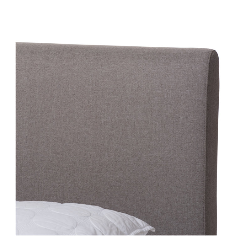 Lit plateforme tapissier à profil bas Kiera, Gris, Grand