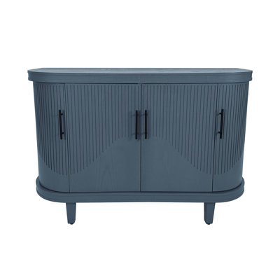 Modern Curved Sideboard 47.2-Inch Decorative Storage Cabinet Wooden Console Table Coffee Bar Cabinet With 4 Doors And Adjustable Interior Shelves For Living Room(Only Including Coffee Table,Without Chairs)
