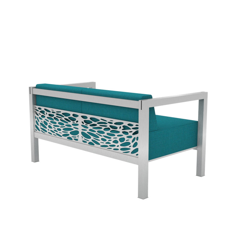 Causeuse à accoudoirs carrés 55 po Carlyle, Tissage uni palette paon Sunbrella®, Anodized Aluminum