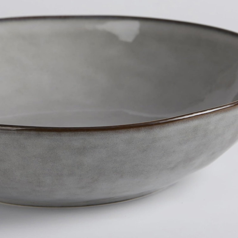 4-Piece Stoneware Pasta Bowl Set- Service For 4, Gray