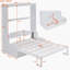 Queen Size Murphy Bed Wall Bed with Cushion,White-1895896564