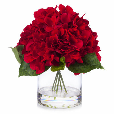 Faux Silk Hydrangea Arrangement in Vase