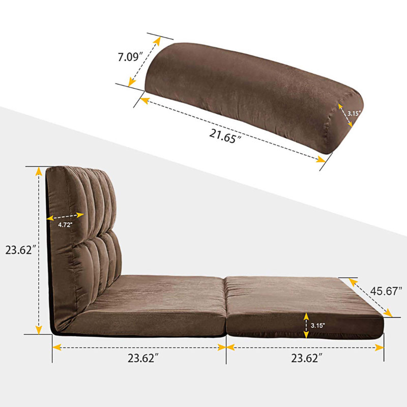 Canapé-lit sans accoudoirs 45,67 po Reiland, Polyester brun