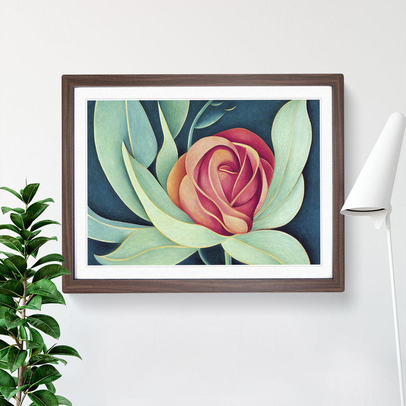 Miraculous Rose Flower - Framed Print, 25cm H x 34cm W x 2cm D, Walnut